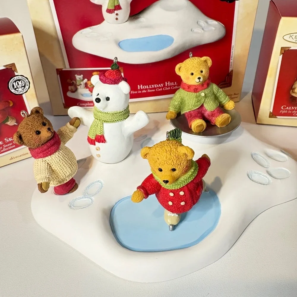 Hallmark Keepsake Snow Cub Club Ornament Set Hollyday Hill Gracie Wendy Calvin